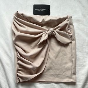 prettylittlething cream mini skirt size womens 4